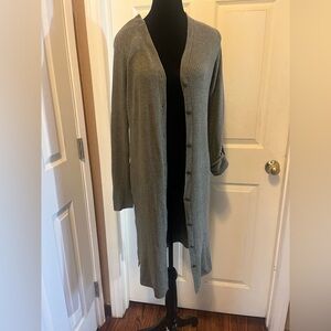 Women's Barefoot Dreams Sage Green Long Cardigan Sweater size Small